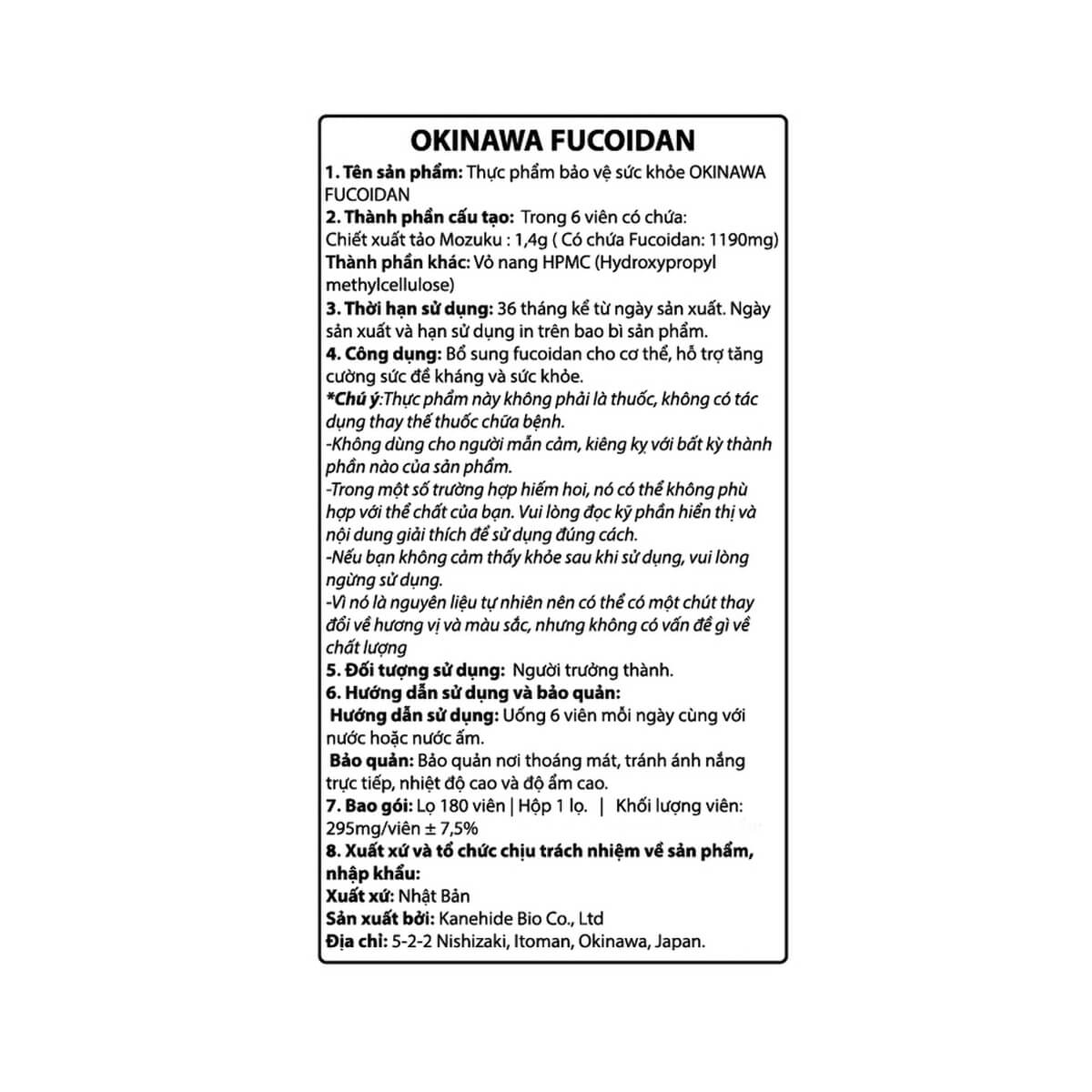 Fucoidan Okinawa 180 viên - Hỗ trợ phòng và điều trị ung thư